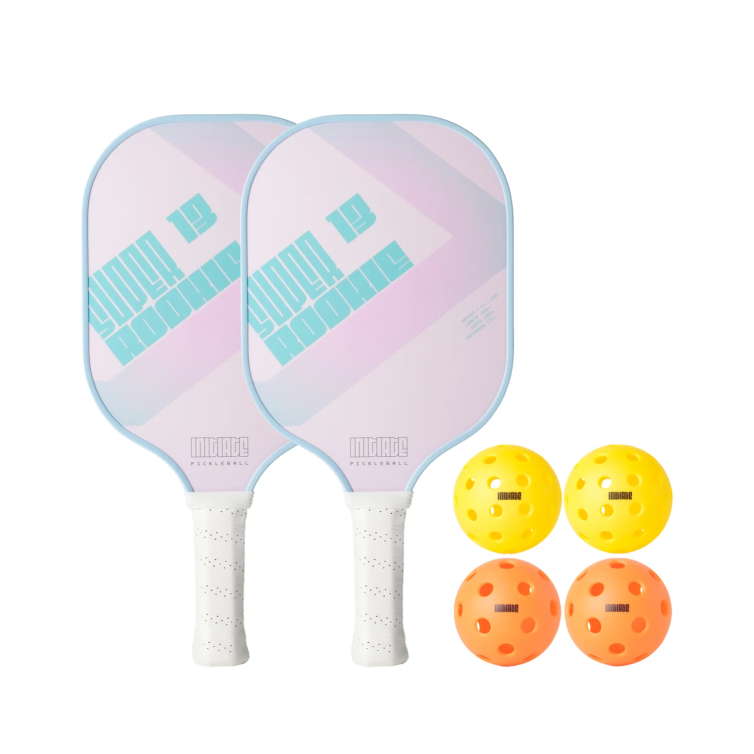 Initiate Super Rookie 13 Pickleball Set (Cotton Candy) — 2 Paddles & 4 Pickleballs